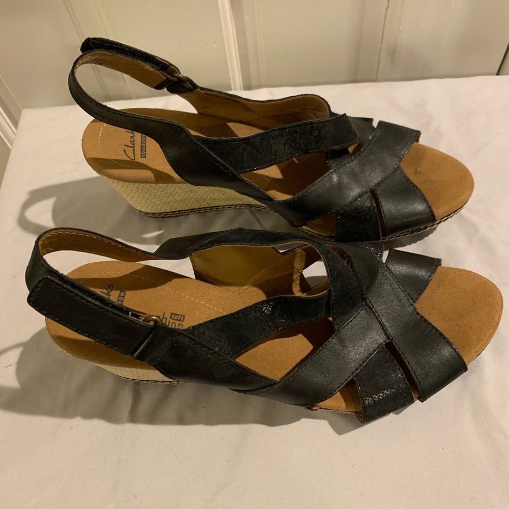 Leather Strappy Wedge Sandals